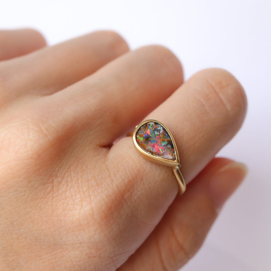 Collet Ring - Boulder Opal -