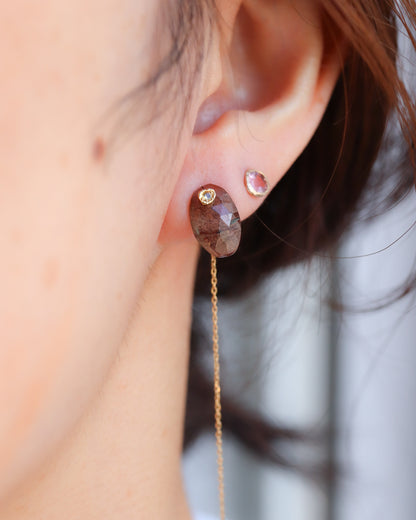 Flat Pierced Earrings - Andesine -