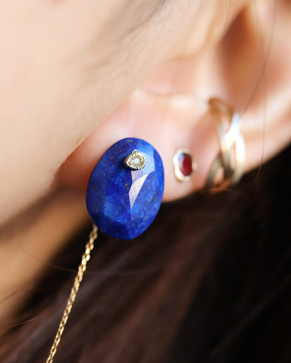 Flat Pierced Earring - Lapis Lazuli -