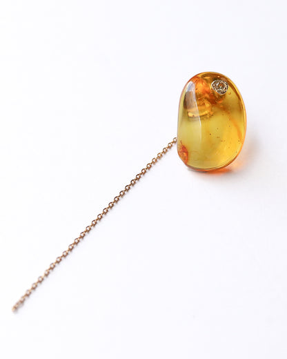 Flat Pierced Earring - Amber -