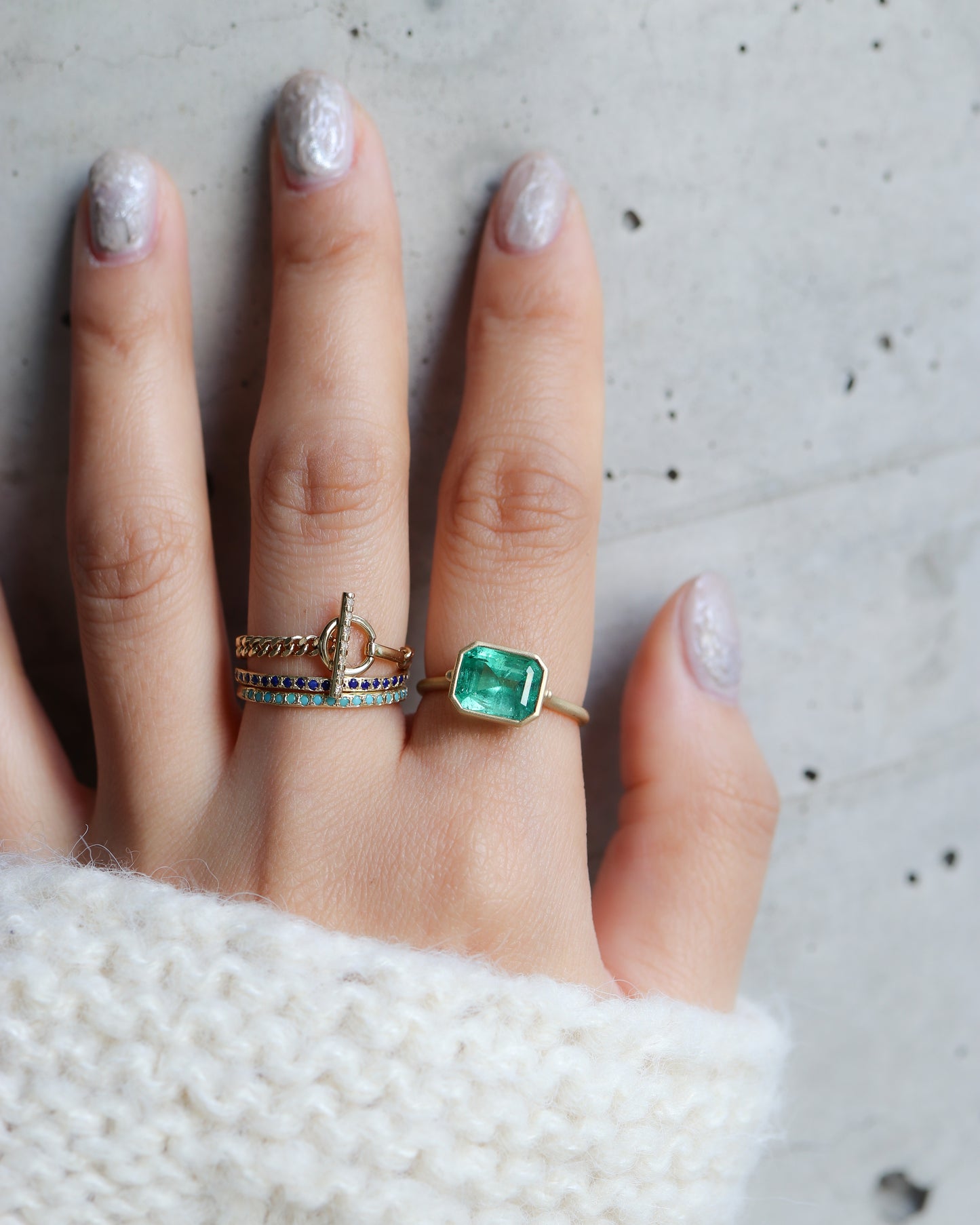 Collet Ring - Emerald -