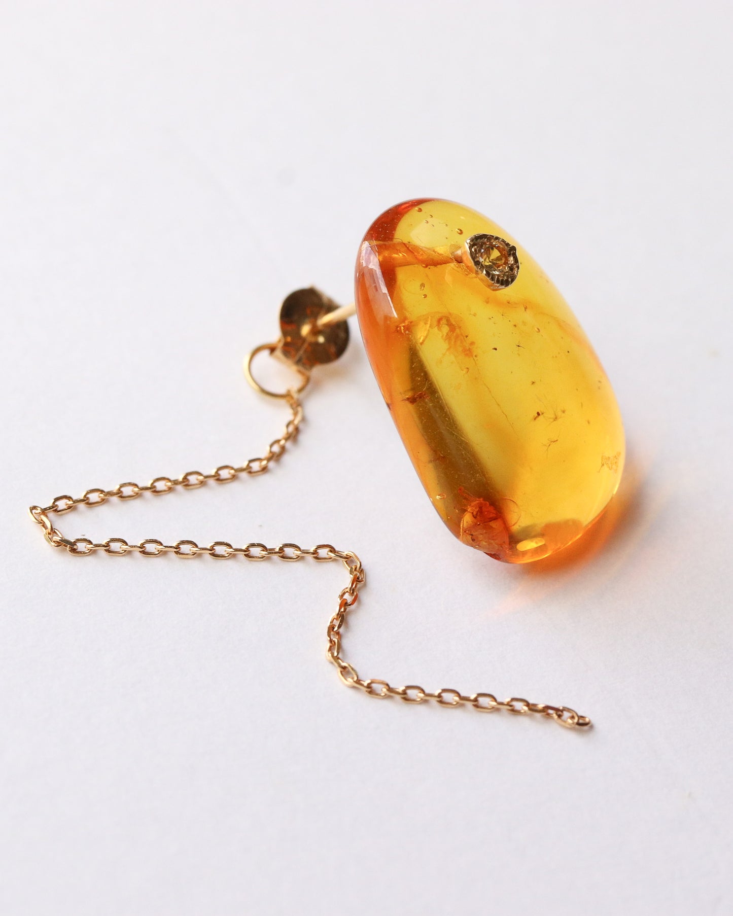 Flat Pierced Earring - Amber -