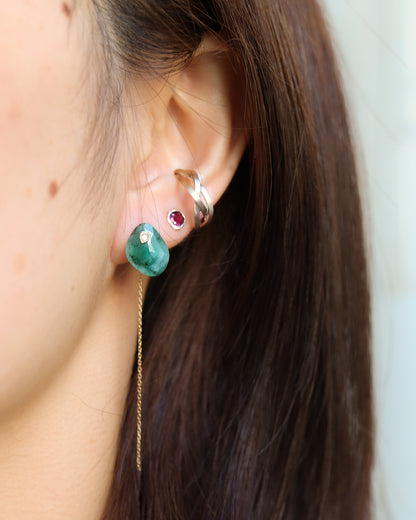 Flat Pierced Earring - Emerald -