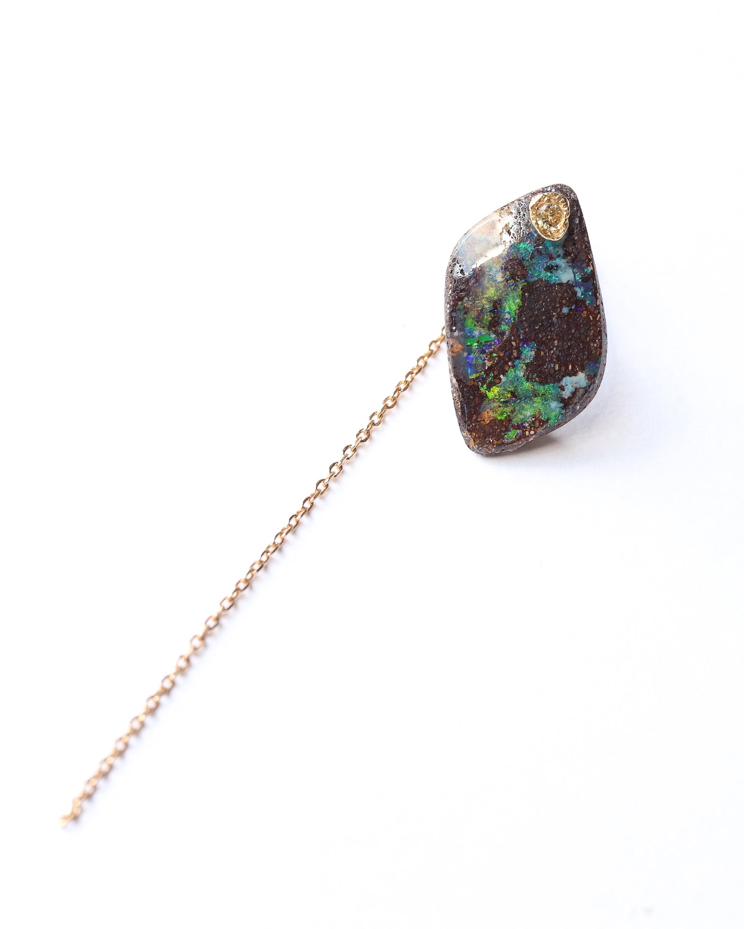 Flat Pierced Earring - Boulder Opal -