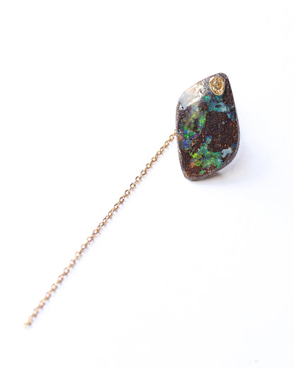 Flat Pierced Earrings - Boulder Opal -