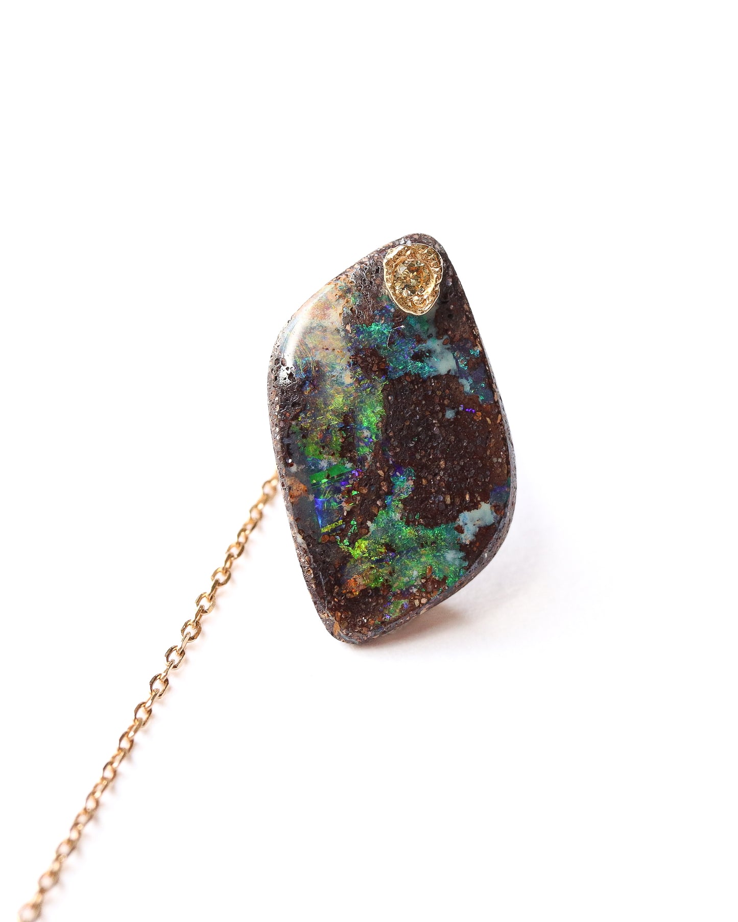 Flat Pierced Earring - Boulder Opal -