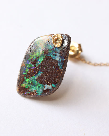 Flat Pierced Earring - Boulder Opal -