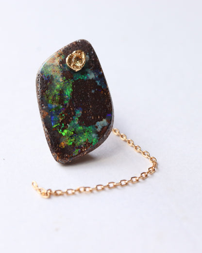 Flat Pierced Earrings - Boulder Opal -