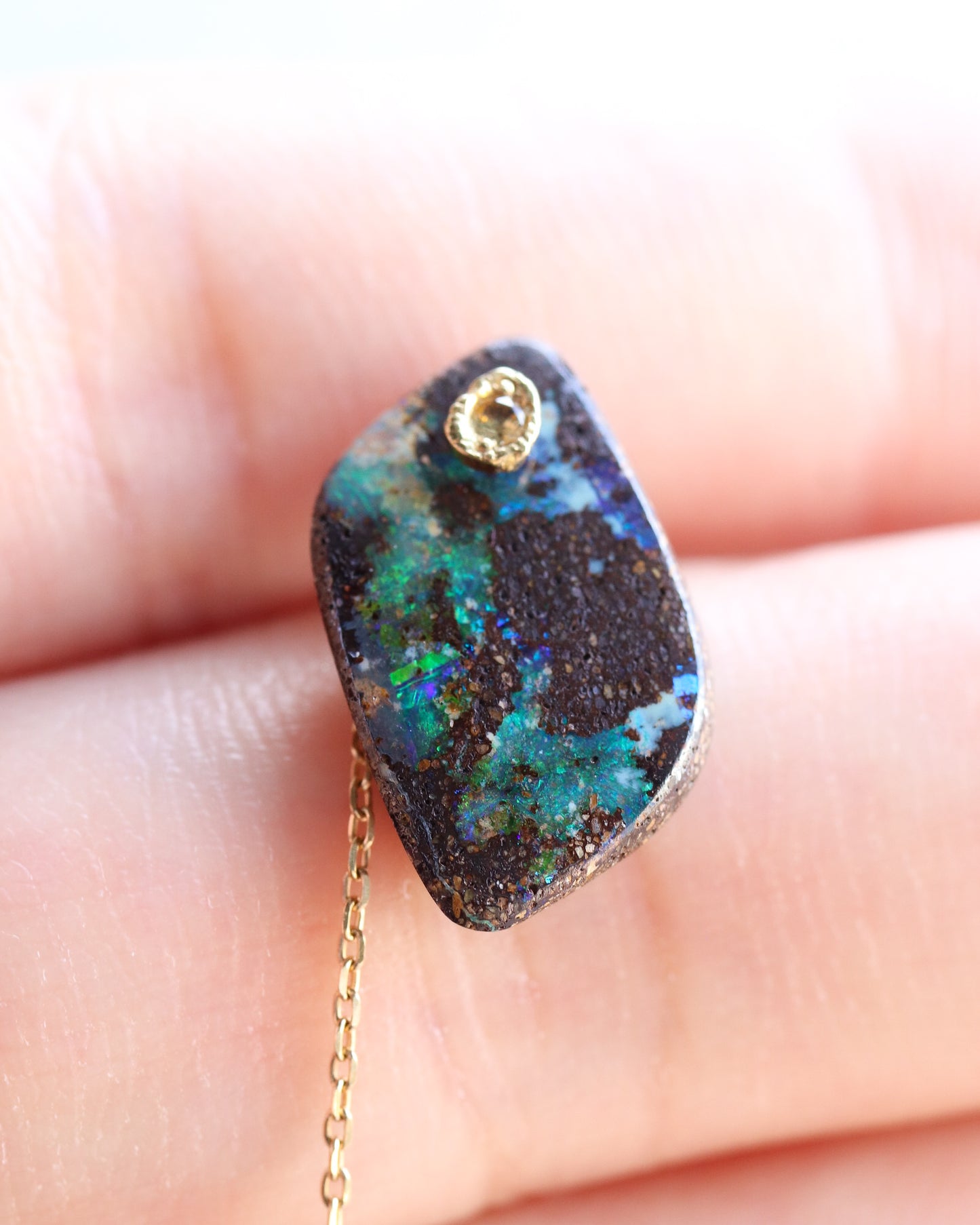 Flat Pierced Earring - Boulder Opal -