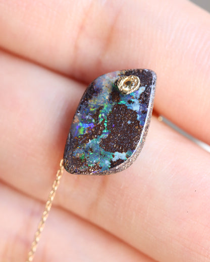 Flat Pierced Earring - Boulder Opal -