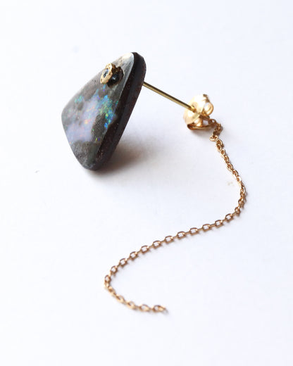 Flat Pierced Earring - Boulder Opal -