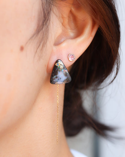 Flat Pierced Earring - Boulder Opal -