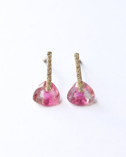 Hibiki Stone Pierced Earring - Bicolor Tourmaline / Diamond -