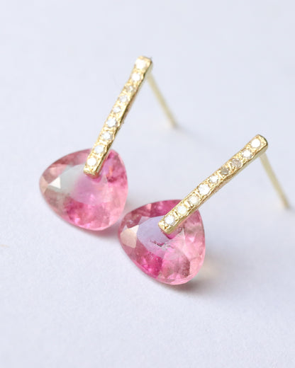 Hibiki Stone Pierced Earring - Bicolor Tourmaline / Diamond -