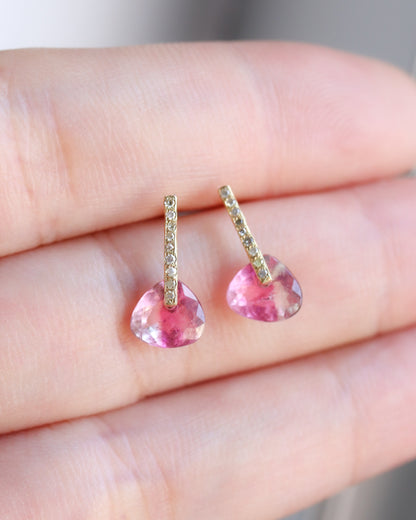 Hibiki Stone Pierced Earring - Bicolor Tourmaline / Diamond -