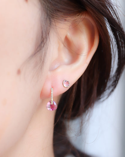 Hibiki Stone Pierced Earring - Bicolor Tourmaline / Diamond -