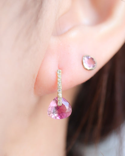 Hibiki Stone Pierced Earring - Bicolor Tourmaline / Diamond -