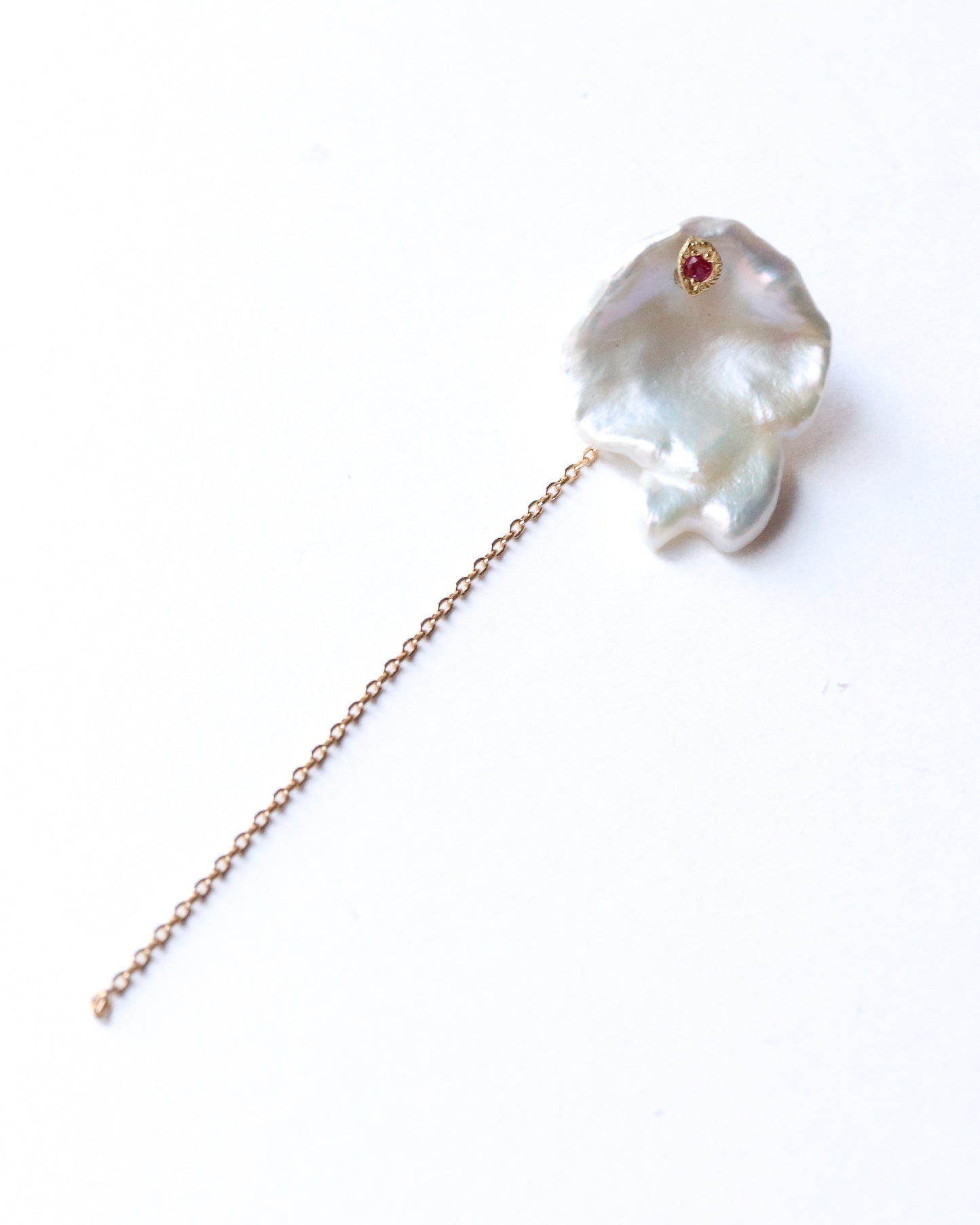 Flat Pierced Earring - Keshi Pearl -