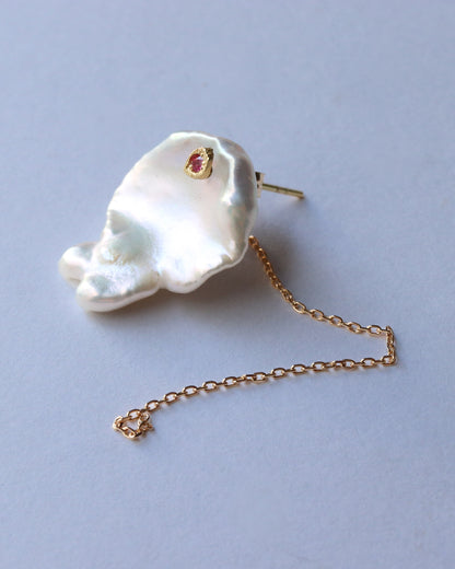 Flat Pierced Earring - Keshi Pearl -