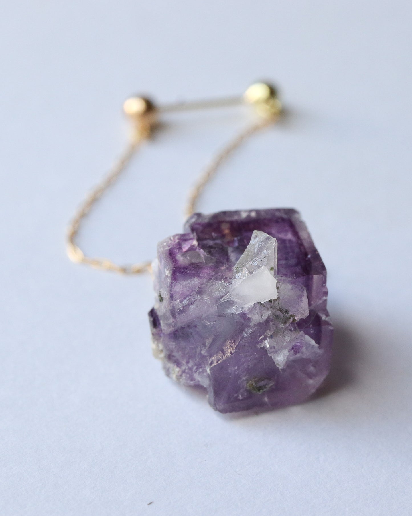 Pipe Pierced Earrings - Fluorite -