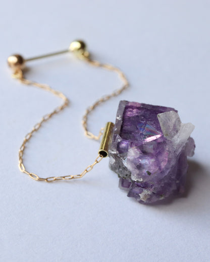 Pipe Pierced Earrings - Fluorite -