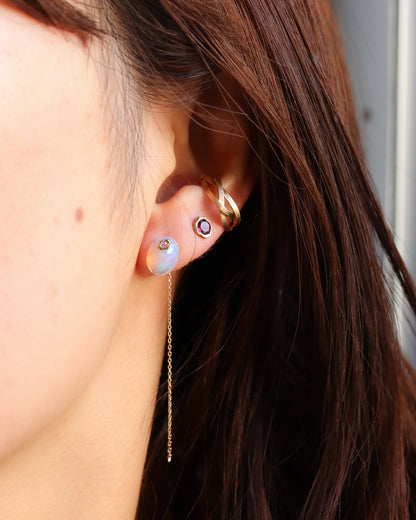 Flat Pierced Earring - Opal - B