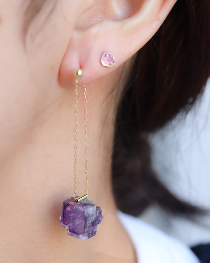 Pipe Pierced Earrings - Fluorite -