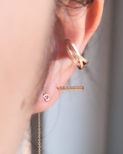Baton Pieced Earring - Diamond -