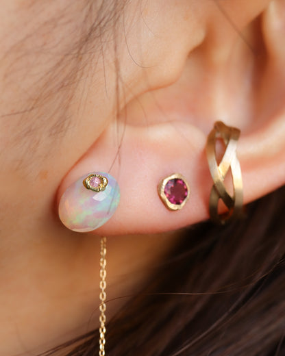 Flat Pierced Earring - Opal - B