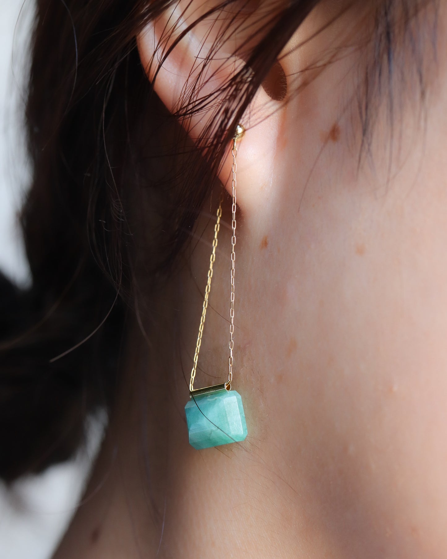 Pipe Pierced Earring - Emerald -