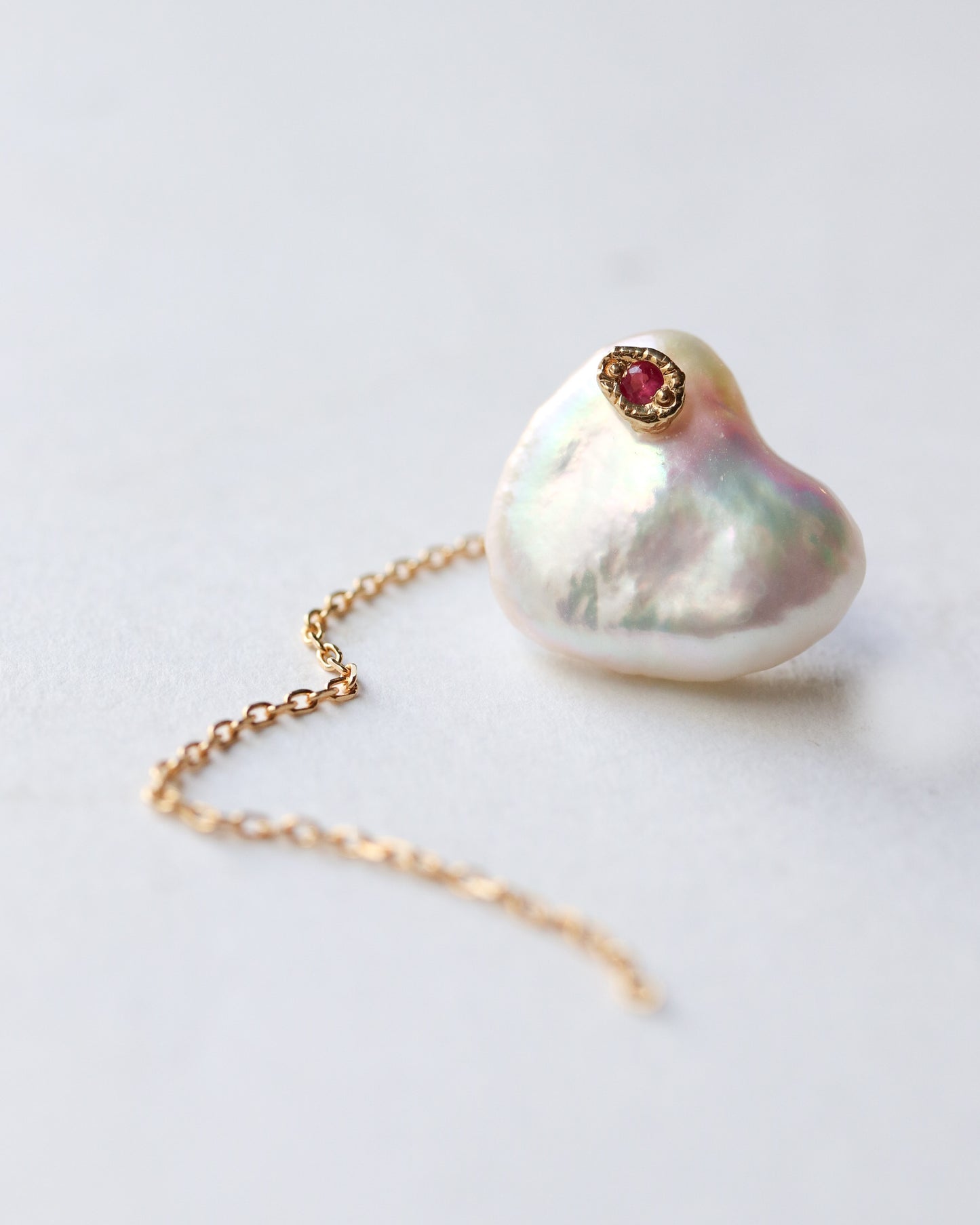 Flat Pierced Earring - Keshi Pearl - A