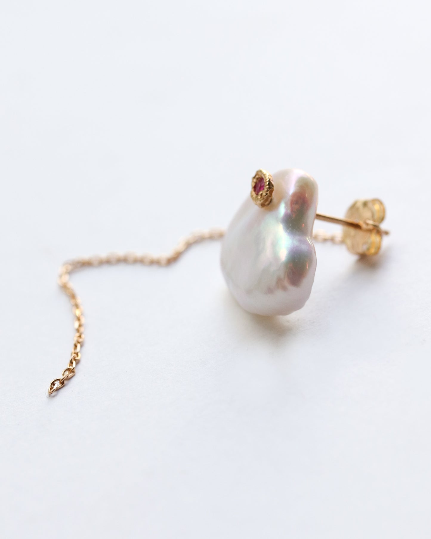 Flat Pierced Earring - Keshi Pearl - A