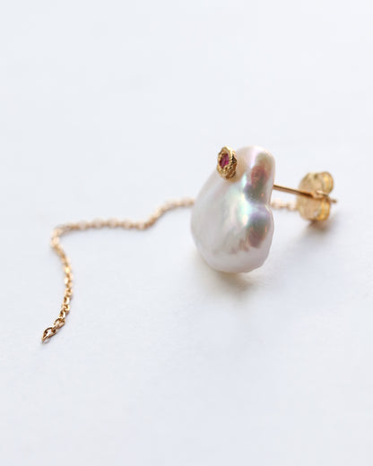 Flat Pierced Earring - Keshi Pearl - A