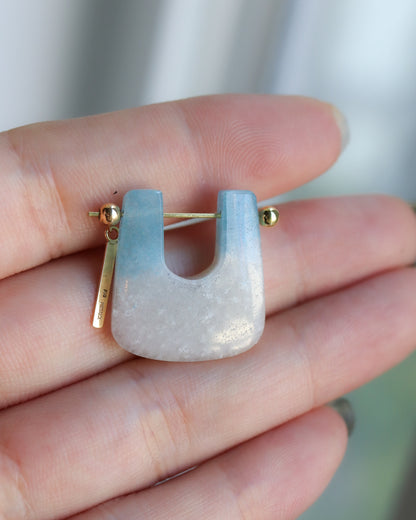 Rock Pierced Earring -Bicolor Quartz-