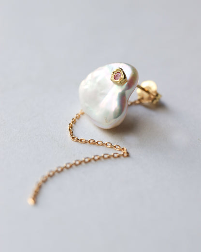 Flat Pierced Earring - Keshi Pearl - B