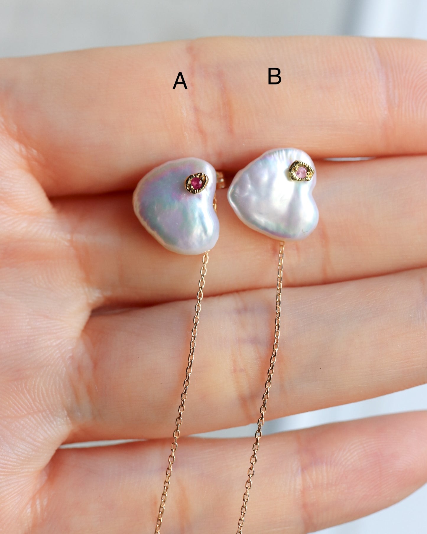 Flat Pierced Earring - Keshi Pearl - B