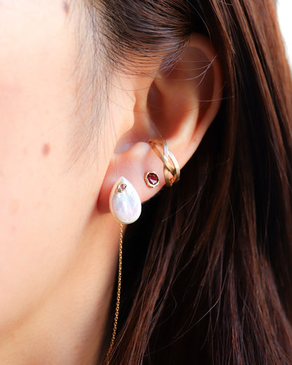 Flat Pierced Earring - Keshi Pearl - D