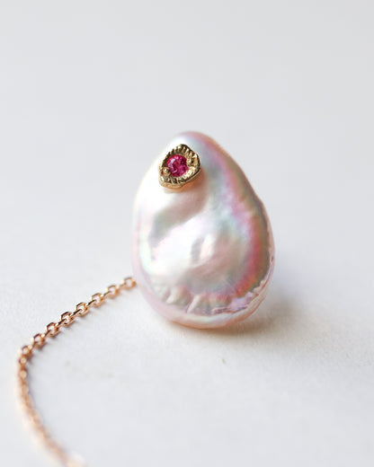 Flat Pierced Earring - Keshi Pearl - C