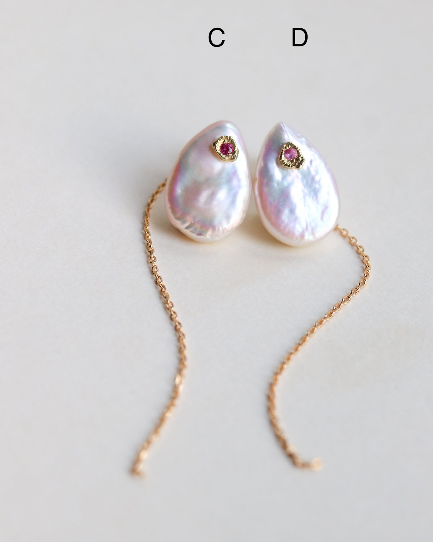 Flat Pierced Earring - Keshi Pearl - D