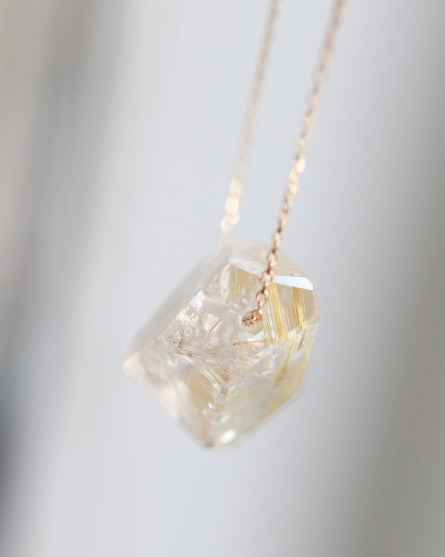 Rock Necklace - Golden Rutilated Quartz -