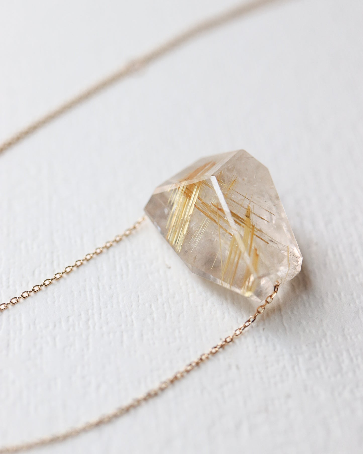 Rock Necklace - Golden Rutilated Quartz -