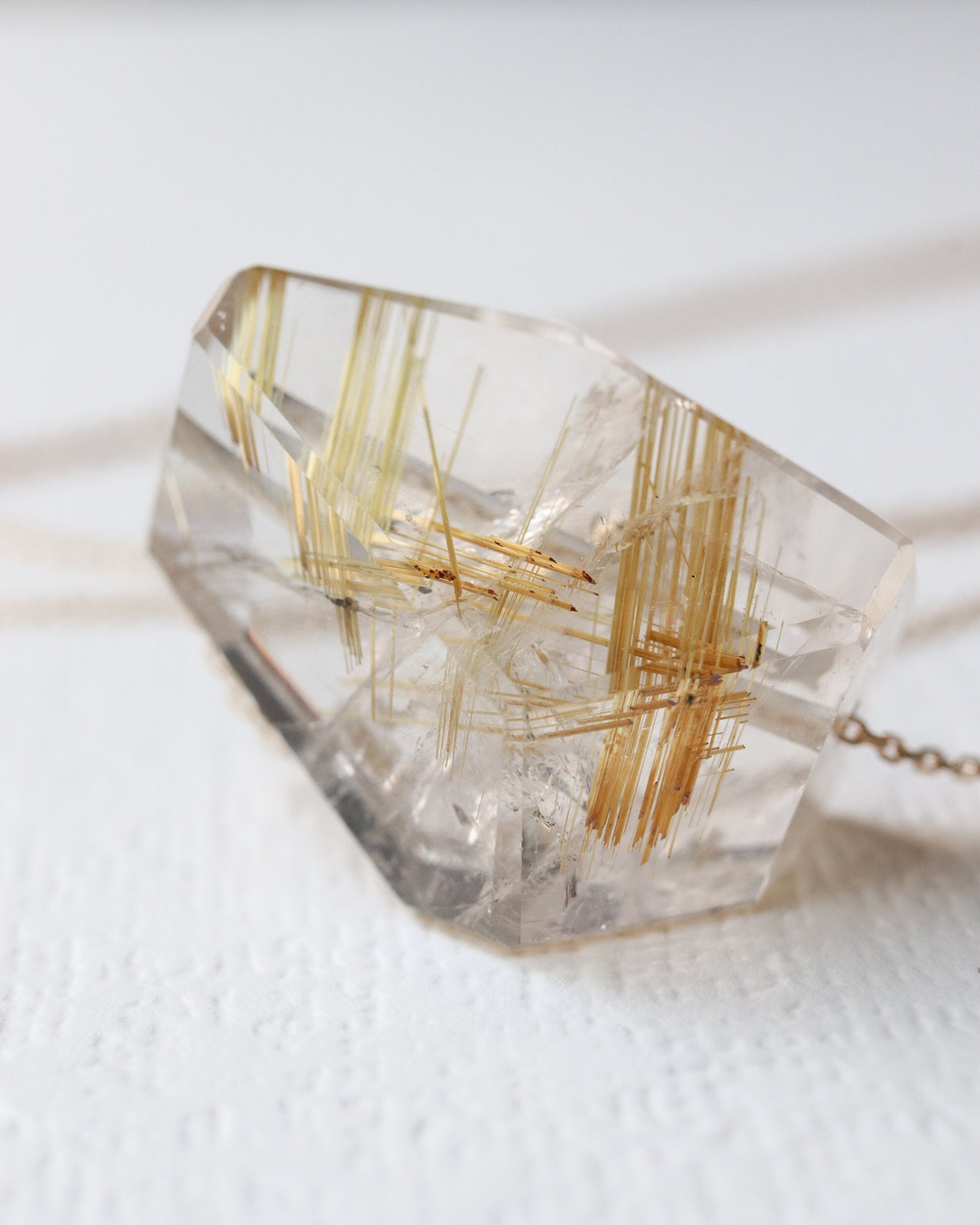 Rock Necklace - Golden Rutilated Quartz -