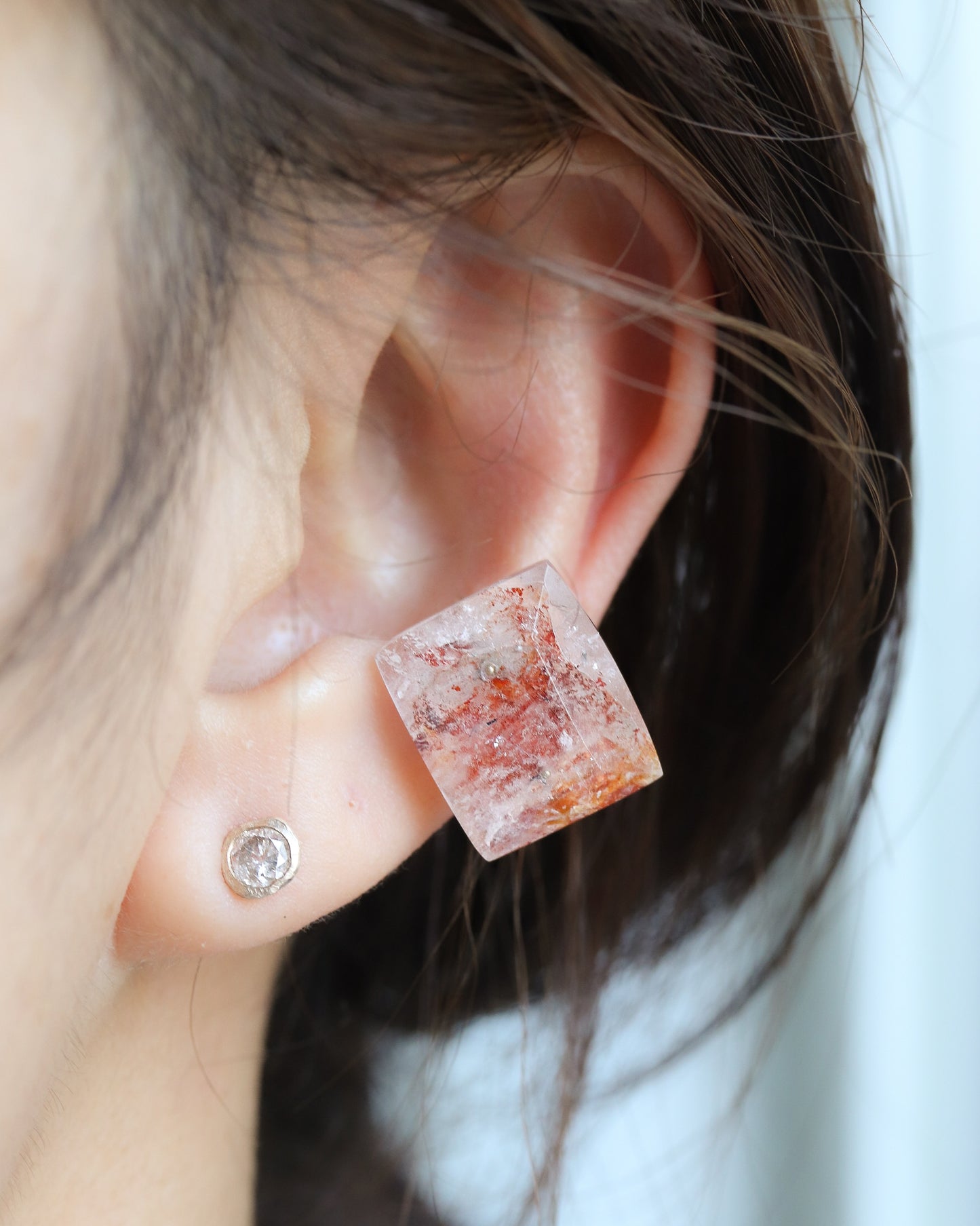 Stone Ear Cuff - Iron in Quartz -