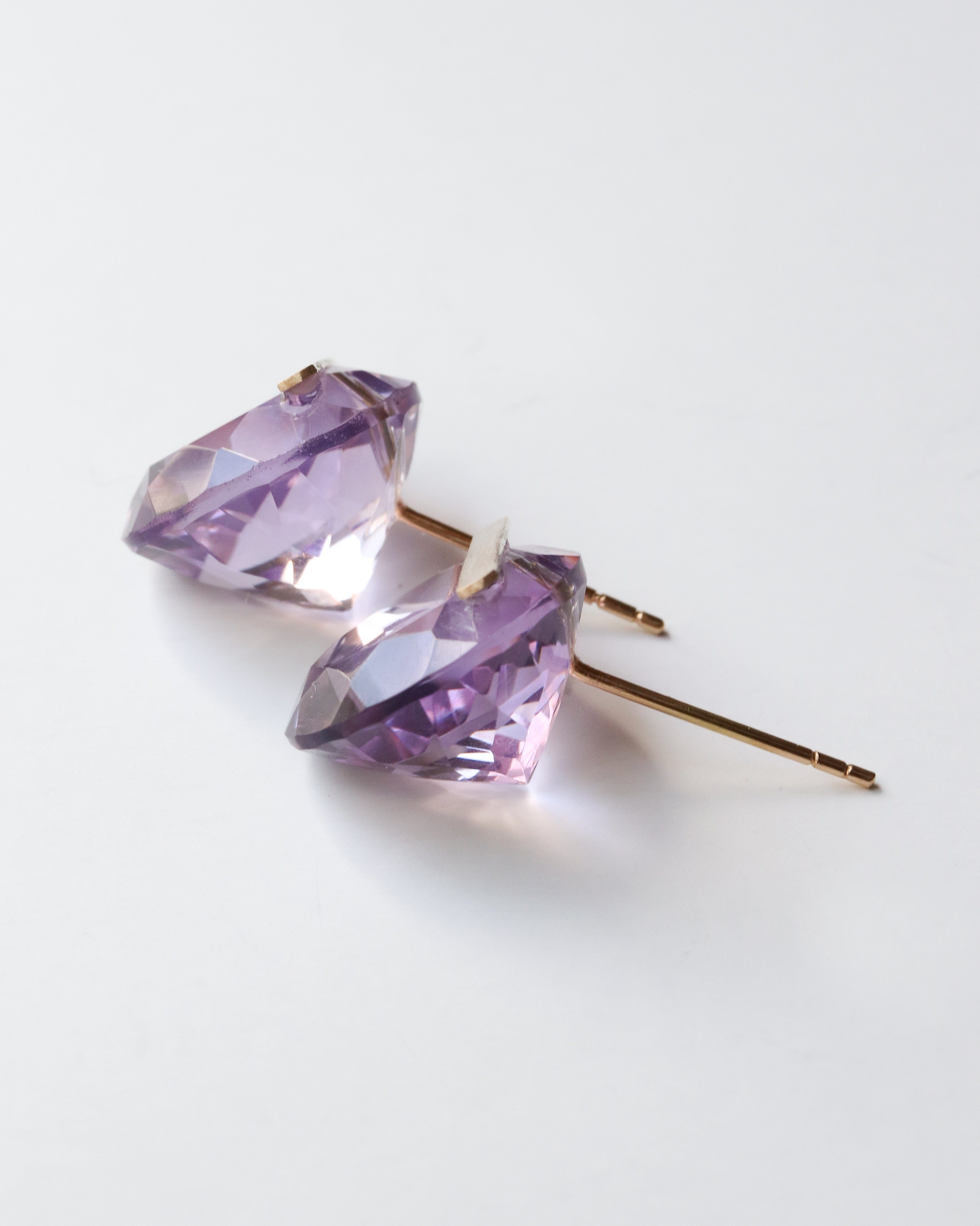 Bar stone Pierced Earring - Amethyst -