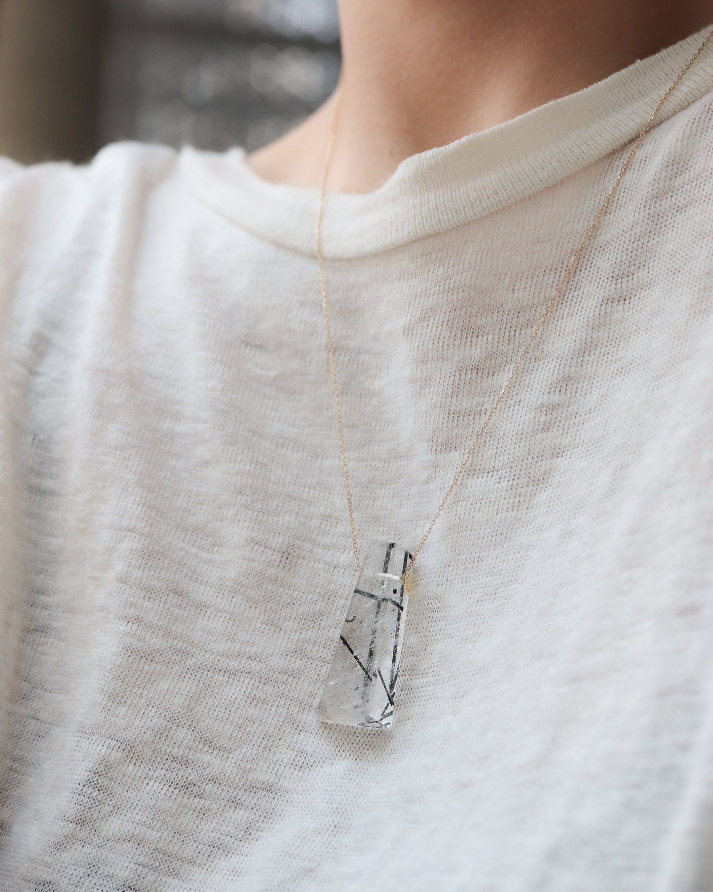 Rock Necklace - Tourmalinated Quartz -