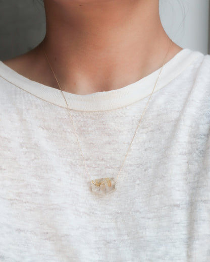 Rock Necklace - Golden Rutilated Quartz -