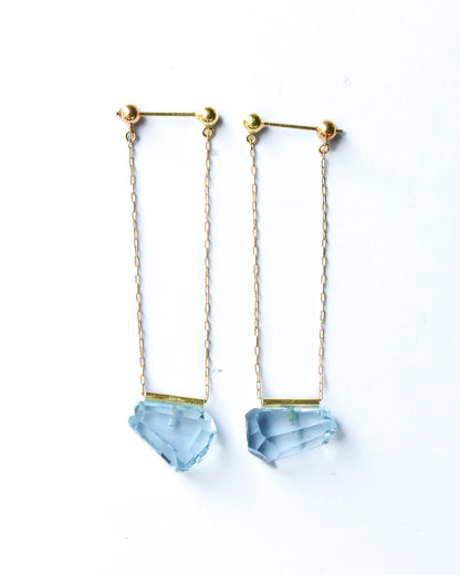 Pipe Pierced Earrings - Blue Topaz -