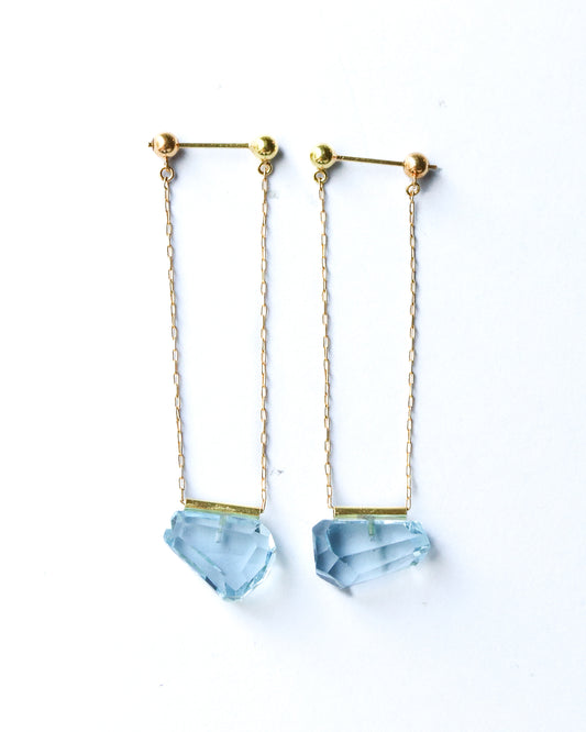 Pipe Pierced Earrings - Blue Topaz -