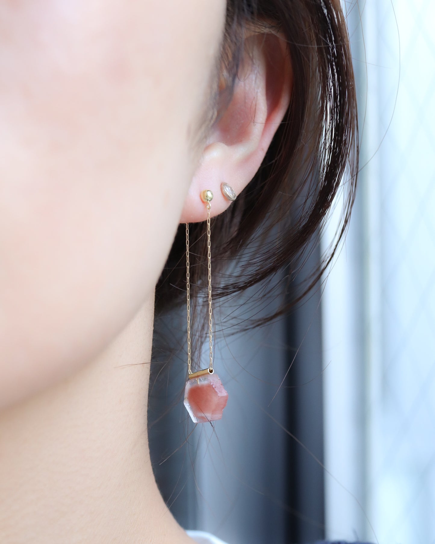 Pipe Pierced Earring - Phantom Quartz -