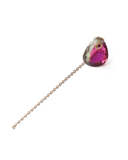 Flat Pierced Earring - Bicolor Tourmaline -